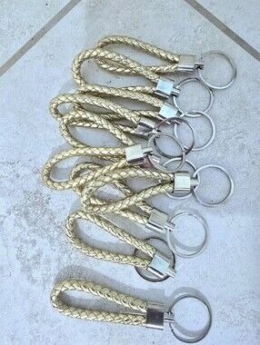 Braided Loop Keychain in Pale Gold Set Of 10